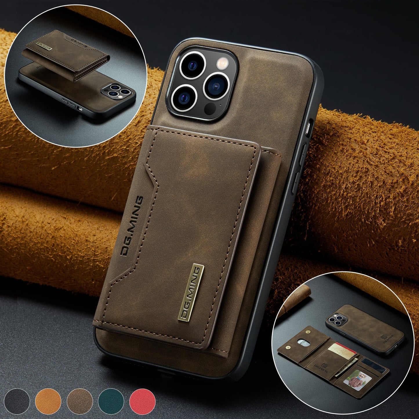 TegaGear™ Ming 2 in 1 Detachable Leather Wallet Case For iPhone.