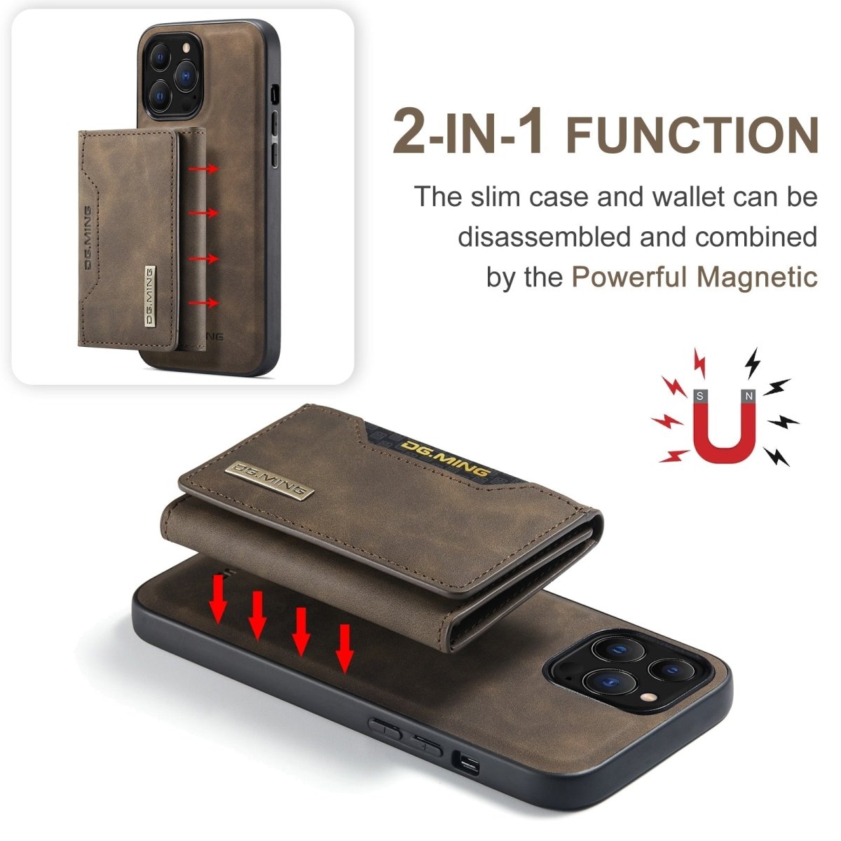 TegaGear™ Ming 2 in 1 Detachable Leather Wallet Case For iPhone.