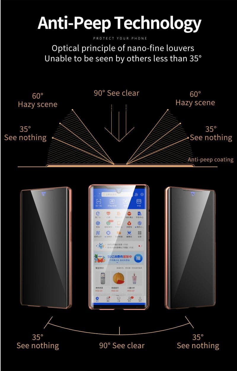 TegaGear™ Anti Peep™ Samsung Privacy Case Full Protective Metal Magnetic Cover.