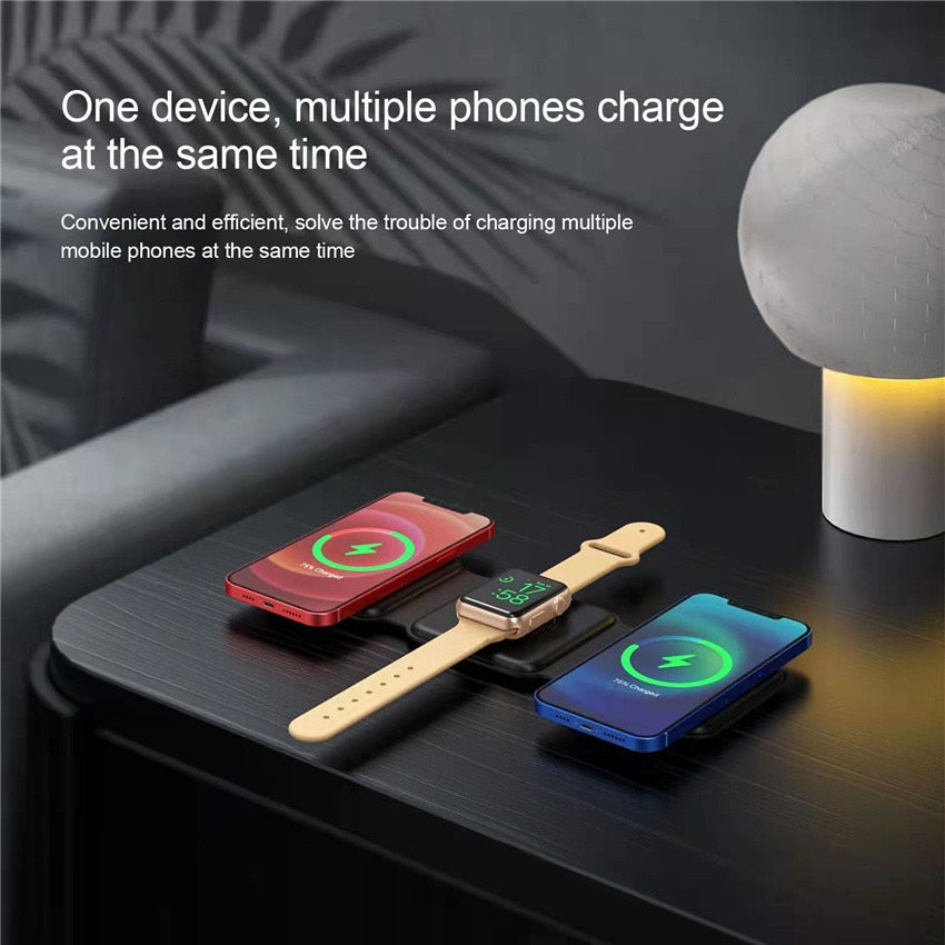 TegaGear™  3 In 1 Magnetic Foldable Wireless Charger Charging Station.