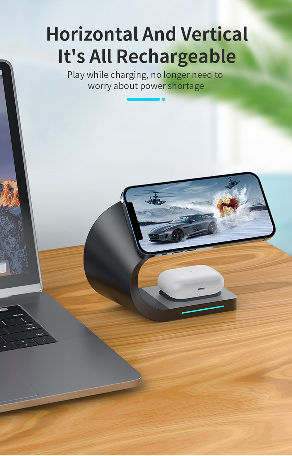 TegaGear™ Boomerang Charge™ Intelligent 3 In 1 Wireless Stand Dock For iPhone.