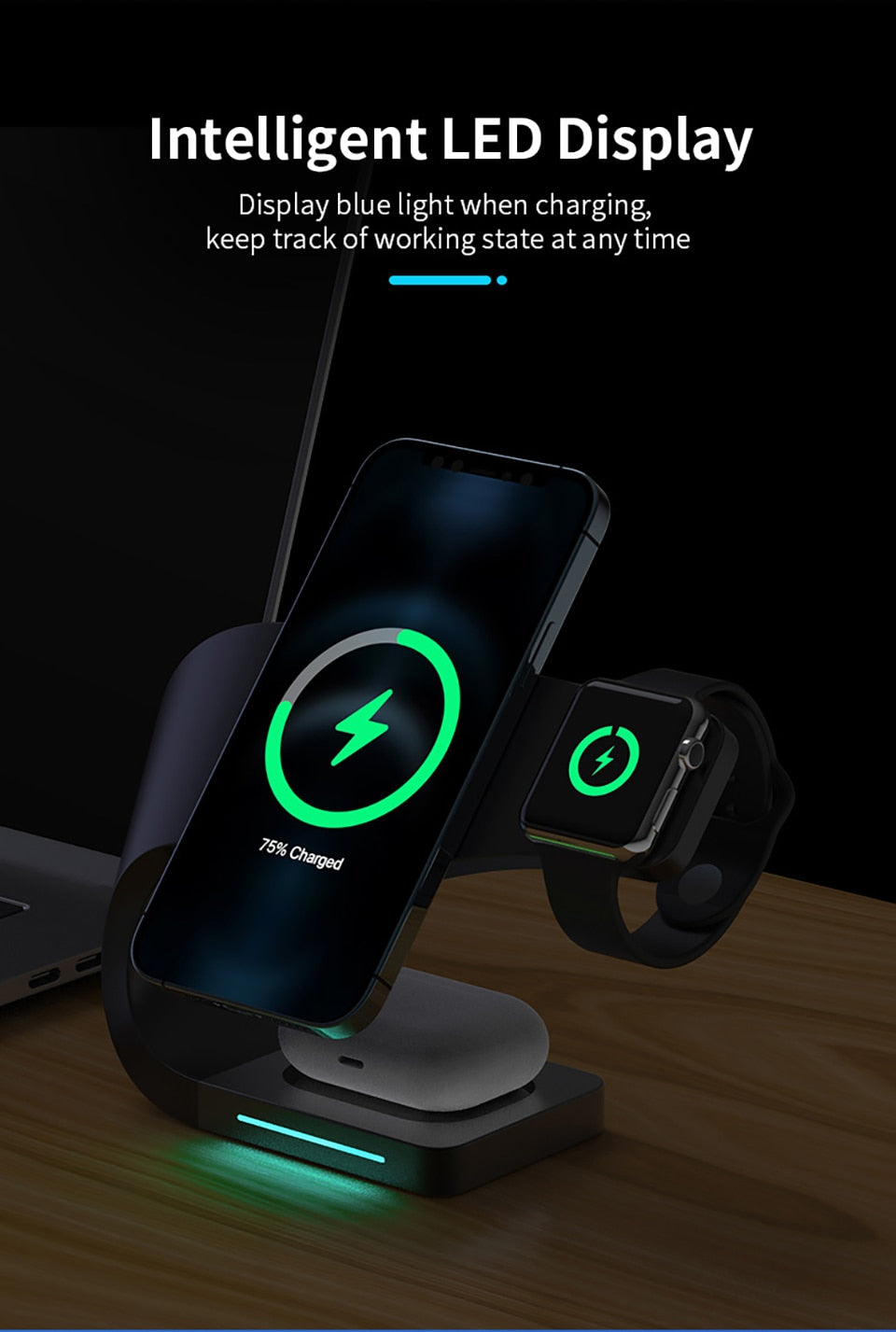 TegaGear™ Boomerang Charge™ Intelligent 3 In 1 Wireless Stand Dock For iPhone.