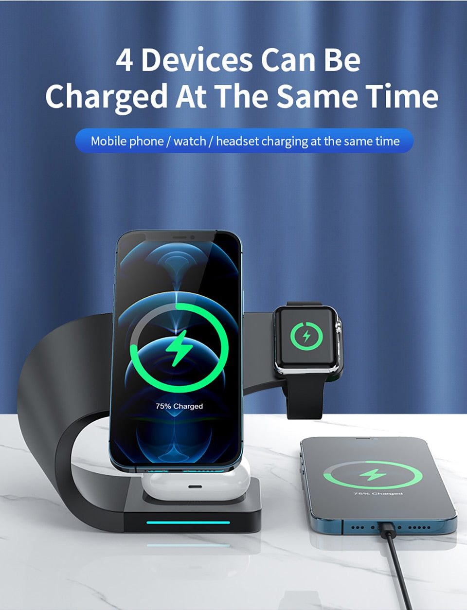 TegaGear™ Boomerang Charge™ Intelligent 3 In 1 Wireless Stand Dock For iPhone.