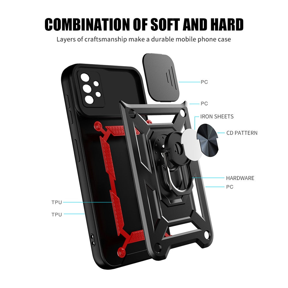 TegaGear™ ArmorSnap™ Military Grade Push Window Bracket Ring Phone Case For Samsung.