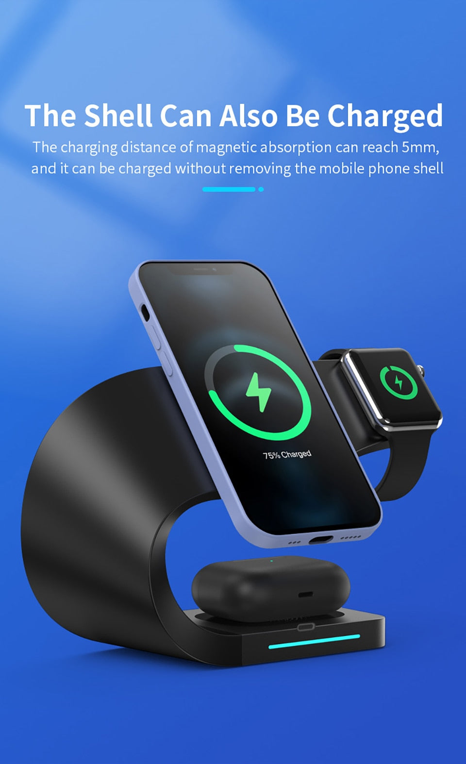 TegaGear™ Boomerang Charge™ Intelligent 3 In 1 Wireless Stand Dock For iPhone.