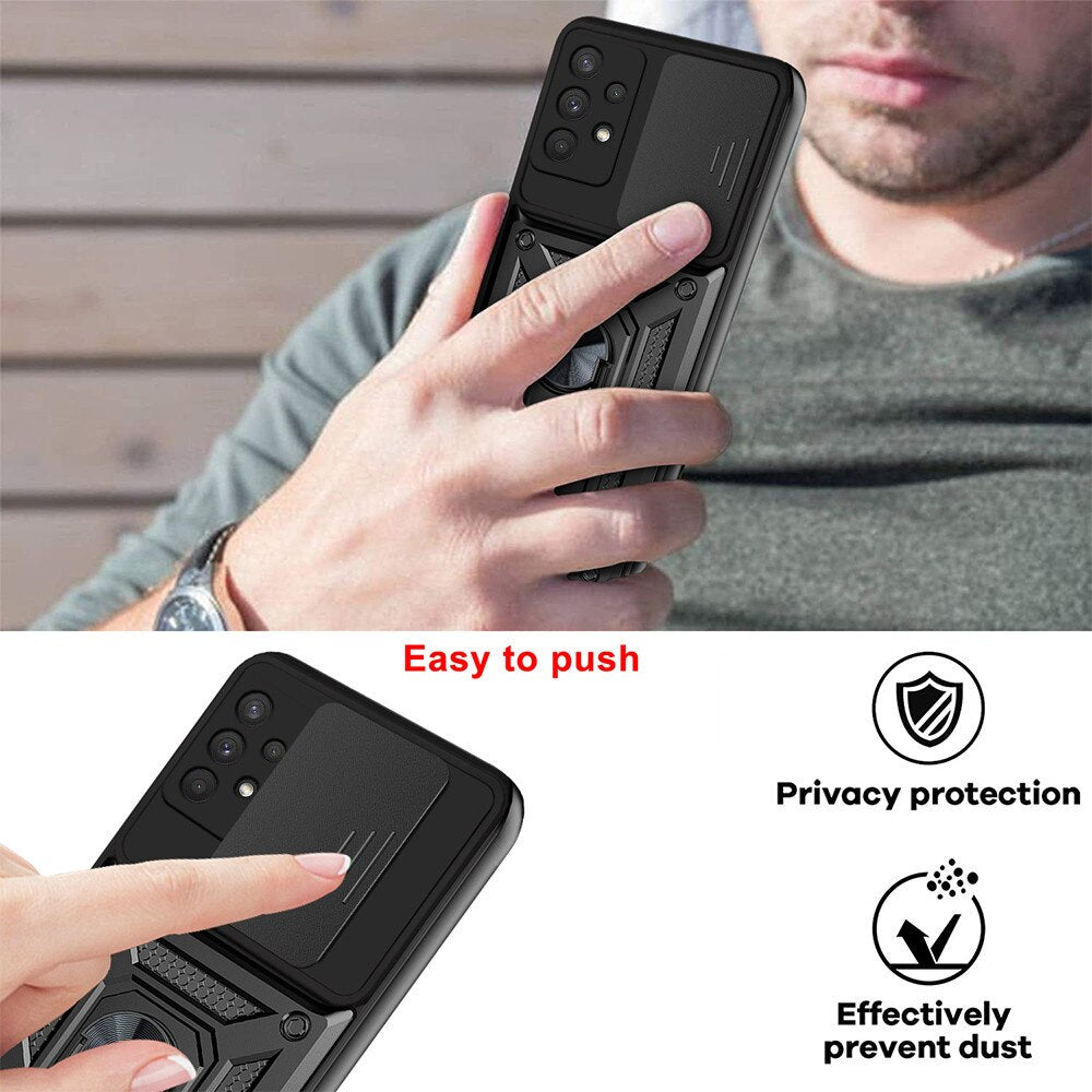 TegaGear™ ArmorSnap™ Military Grade Push Window Bracket Ring Phone Case For Samsung.