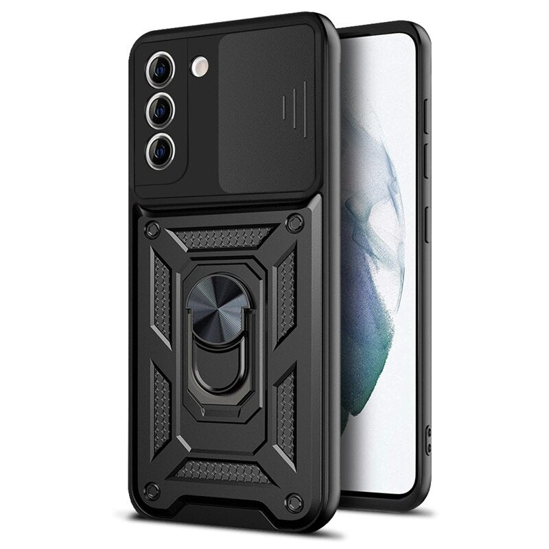 TegaGear™ ArmorSnap™ Military Grade Push Window Bracket Ring Phone Case For Samsung.