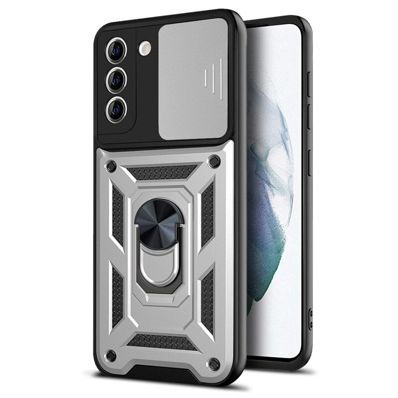 TegaGear™ ArmorSnap™ Military Grade Push Window Bracket Ring Phone Case For Samsung.