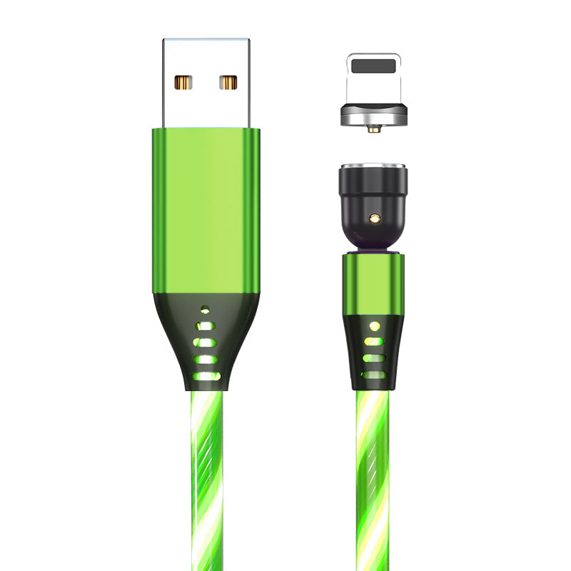 TegaGear™ LUMIO™ 540° Rotate Luminous Magnetic Cable 3A Fast Charging Mobile Phone Cable For Samsung Xiaomi iPhone.