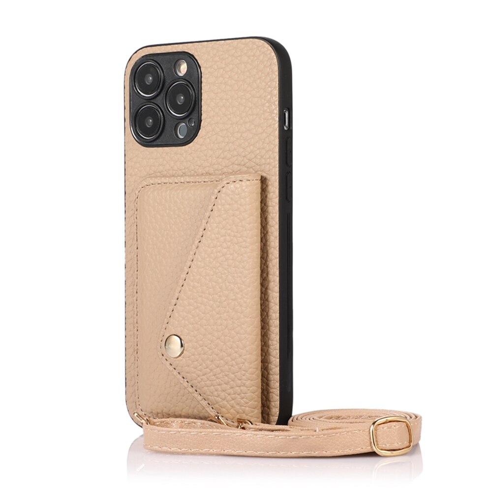 TegaGear™ LANDY™ Crossbody Lanyard Cord Necklace Card Slot Holder Leather Case For iPhone.