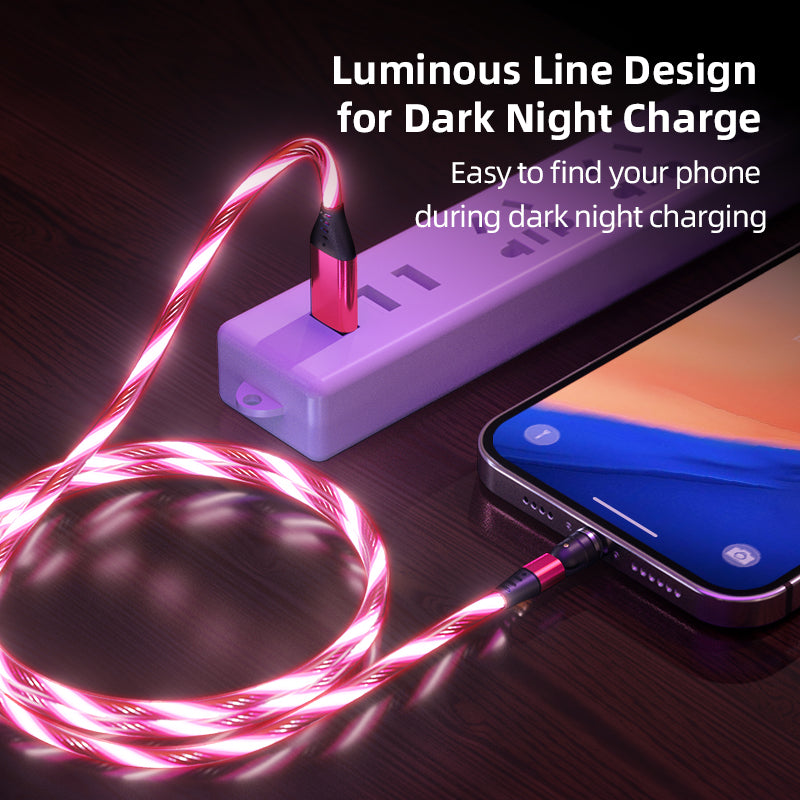 TegaGear™ LUMIO™ 540° Rotate Luminous Magnetic Cable 3A Fast Charging Mobile Phone Cable For Samsung Xiaomi iPhone.