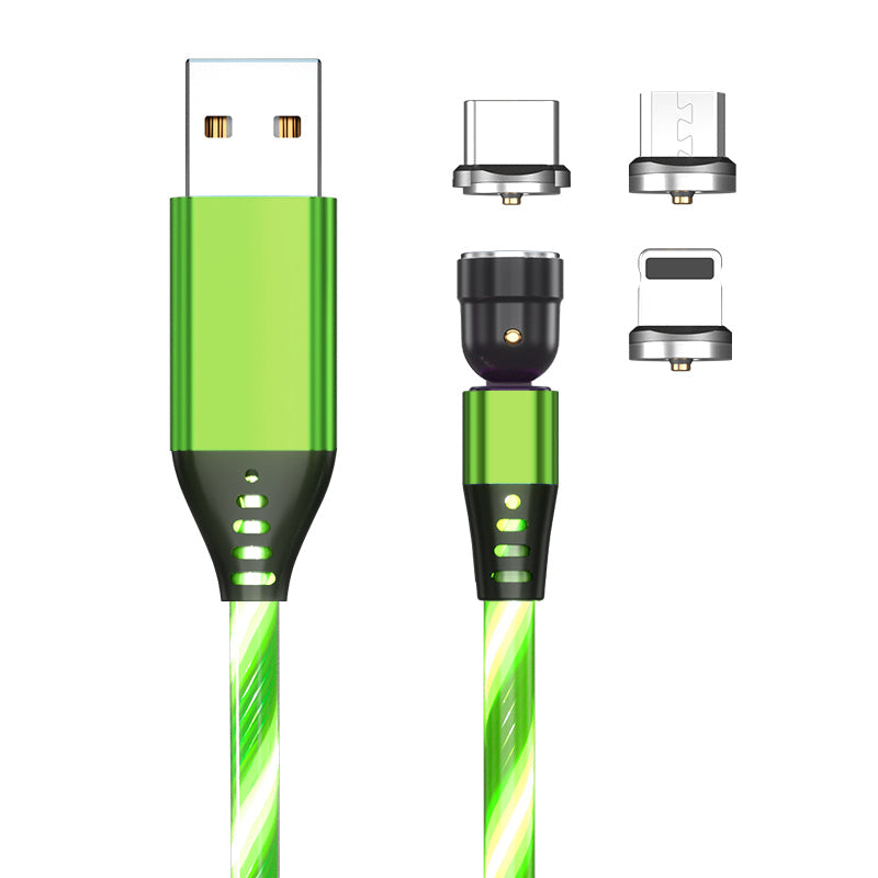 TegaGear™ LUMIO™ 540° Rotate Luminous Magnetic Cable 3A Fast Charging Mobile Phone Cable For Samsung Xiaomi iPhone.