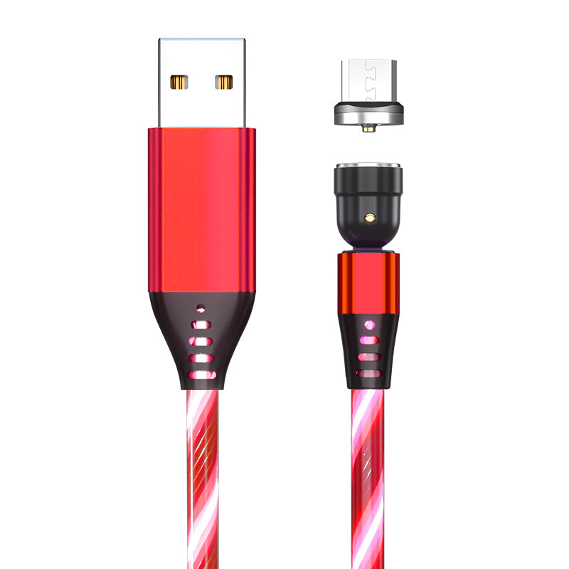 TegaGear™ LUMIO™ 540° Rotate Luminous Magnetic Cable 3A Fast Charging Mobile Phone Cable For Samsung Xiaomi iPhone.